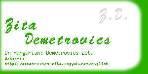zita demetrovics business card